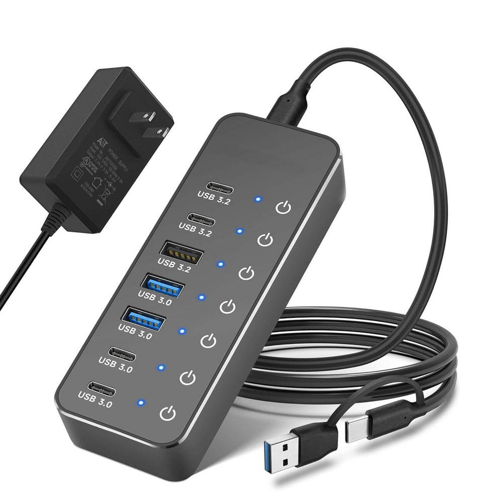 7-Port USB 3.2/USB-C Hub Splitter with 3 x 10 Gbps USB 3.2-Ports, 4 USB 3.0, 3.3 ft. Cable Touch Switches, Power Adapter price history on PriceWatchPro