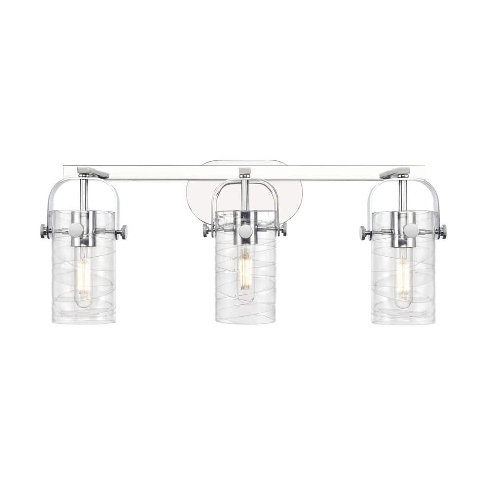 Pilaster II Cylinder 24.88 in. 3-Light Polished Chrome Vanity Light with Glass Shade price history on PriceWatchPro