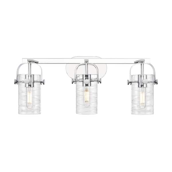 Innovations Pilaster II Cylinder 24.88 in. 3-Light Polished Chrome Vanity Light with Glass Shade