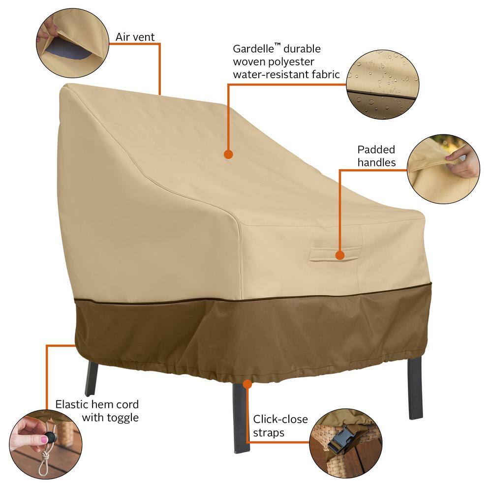 Tan and Brown Polyester Patio Chair Cover with Air Vents