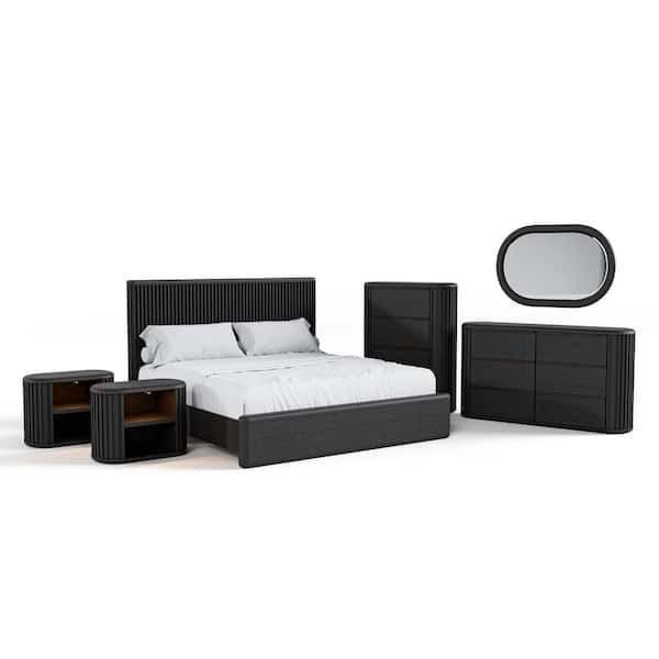 Furniture of America Eastbrook 6-Piece Modern Black Acacia