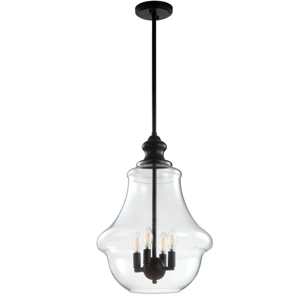 Adam 16" Black Glass and Bronze LED Pendant Light