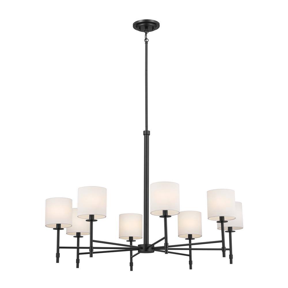 KICHLER Ali 38.75 in. 8-Light Black Traditional Shaded Circle Chandelier for Dining Room