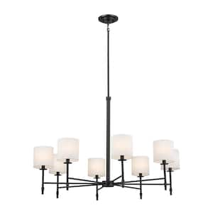Ali 38.75 in. 8-Light Black Traditional Shaded Circle Chandelier for Dining Room