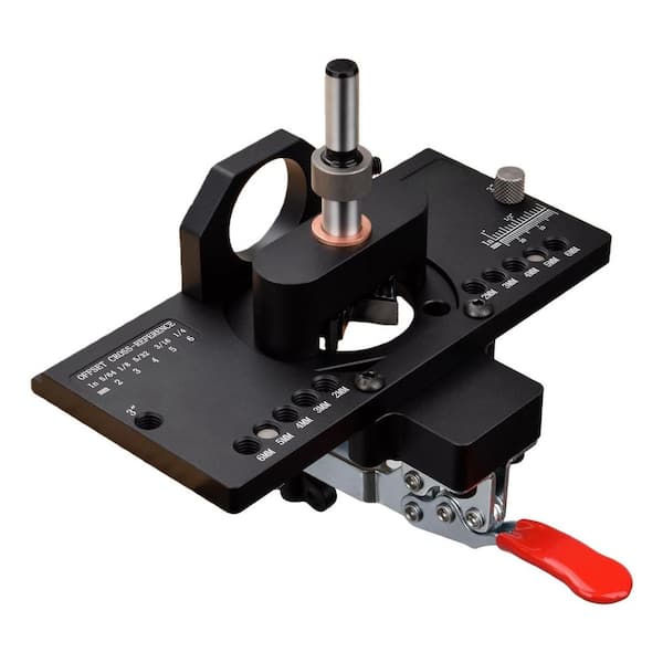 Black Aluminum Concealed Hinge Jig with Quick Clamp and Dust Vacuum Adapter for Wood Door Cabinet Hinges Mounting Tool