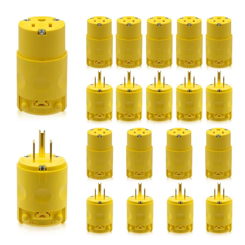 15 Amp 125-Volt NEMA 5-15P NEMA 5-15R Straight Blade Plug and Connector Set, 2 Pole 3 Wire Grounding, Yellow (10-Set) price history on PriceWatchPro
