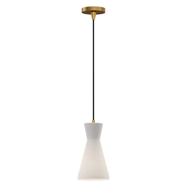 ALORA MOOD Betty 6 in. 1 Light 60-Watt Aged Gold/Opal Glass Pendant Light