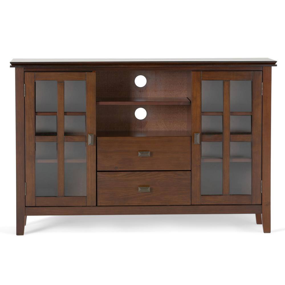 Russet Brown Medium Wood TV Media Console with Cabinet