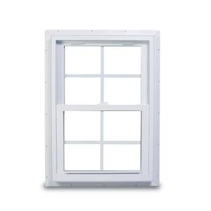 25.75 in. x 40.75 in. 70 Series Low-E Argon Glass Double Hung White Vinyl Fin with J Window with Grids, Screen Incl