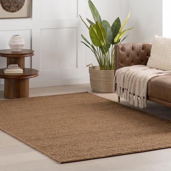 Thellia Textured Flatweave Shag Area Rust 9 ft. x 12 ft. Indoor Area Rug