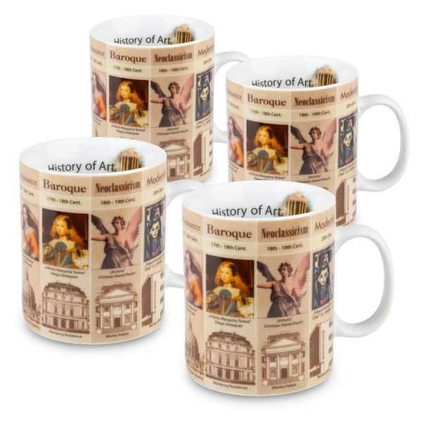 Unbranded Konitz 4-Piece Mugs of Knowledge History of Art Porcelain Mug Set