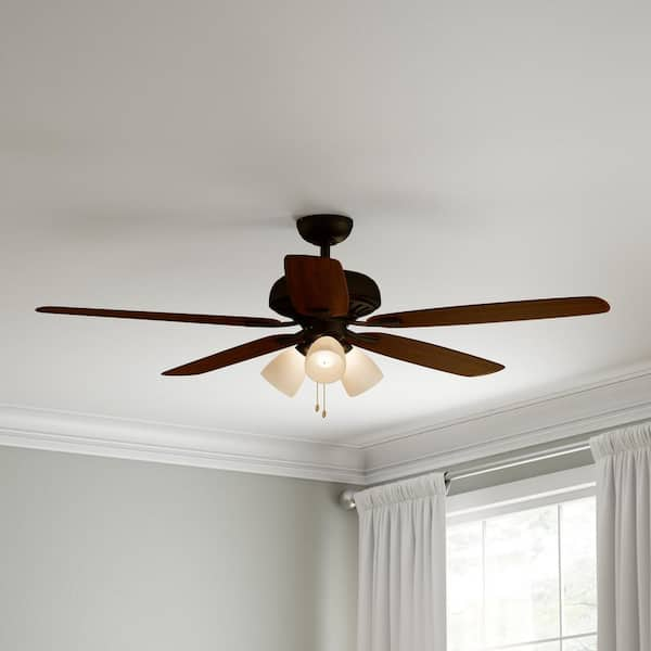 Rockport 52 in. Indoor LED Oil top Rubbed Bronze Ceiling Fan with Light