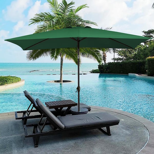 JEAREY 6.5 ft. x 10 ft. Steel Market Tilt Patio Umbrella in Dark Green