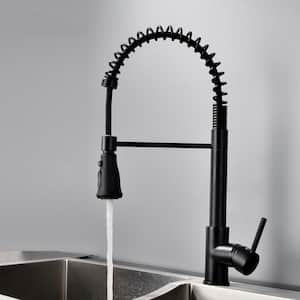Single-Handle Pull-Down Sprayer Kitchen Faucet with Supply Lines in Matte Black