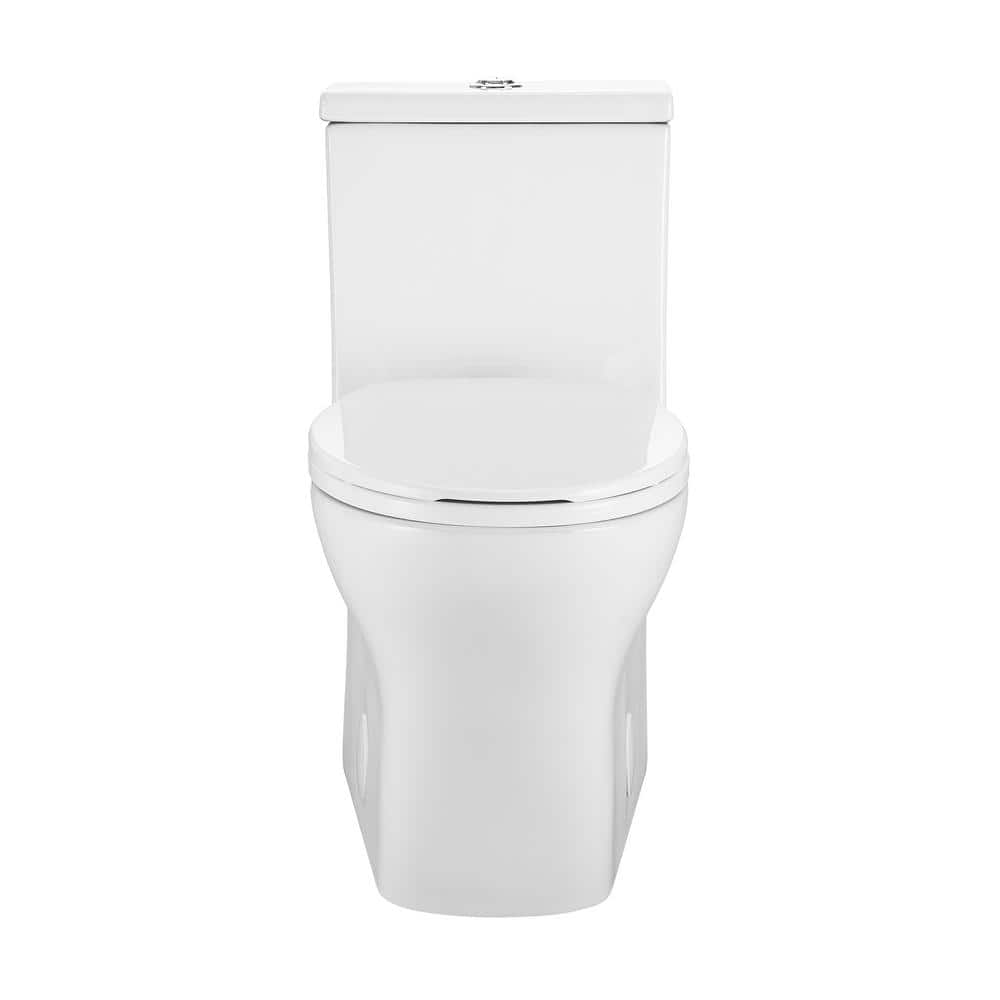 Glossy White Round Ceramic Dual-Flush Toilet