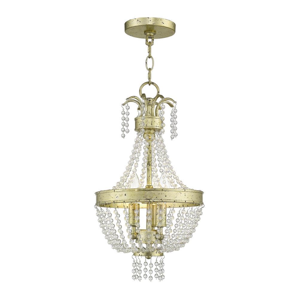 Winter Gold Mini Chandelier with Clear Crystals