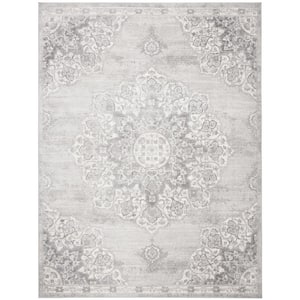 Brentwood Gray/Ivory 12 ft. x 18 ft. Geometric Area Rug