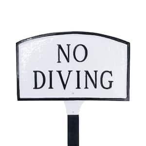 No Diving Standard Arch Statement Plaque with Lawn Stakes White/Black