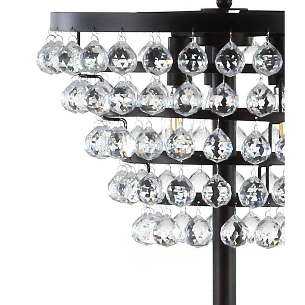 Jemma 60" Bronze/Clear Crystal LED Floor Lamp, Modern Transitional