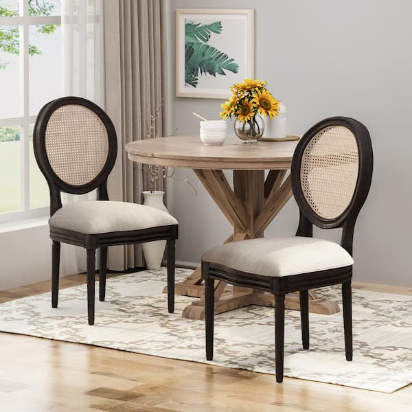 Govan Beige Fabric Upholstered Dining Chair (Set of 2)