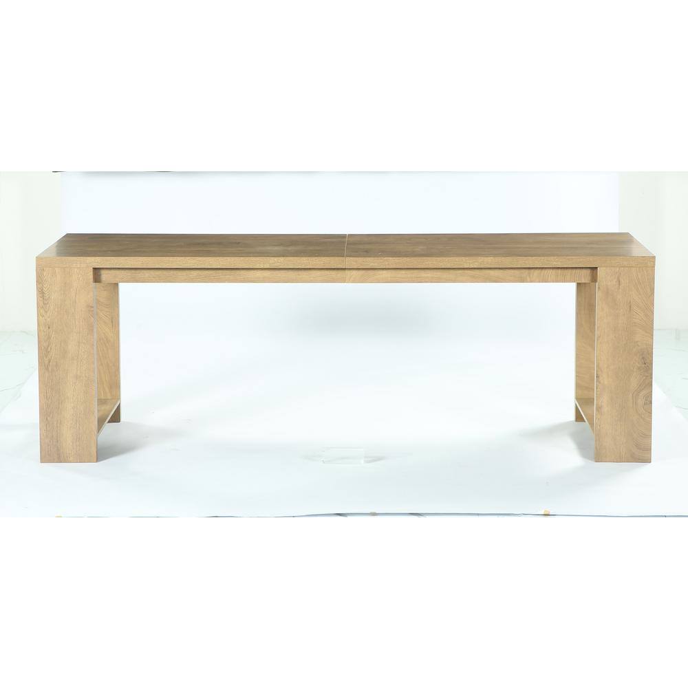 Halseey Long Rectangular Wood 86.61 in. Pedestal Dining Table Seats 6-8 for Living Room Dining Room and Kitchen