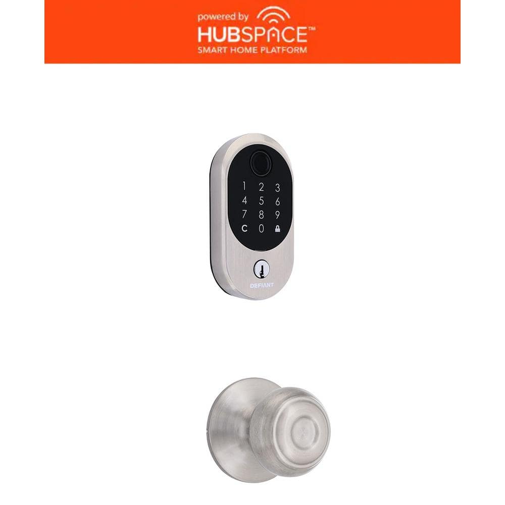 Hubspace Satin Nickel Round Fingerprint Deadbolt with Hartford Hall/Closet 