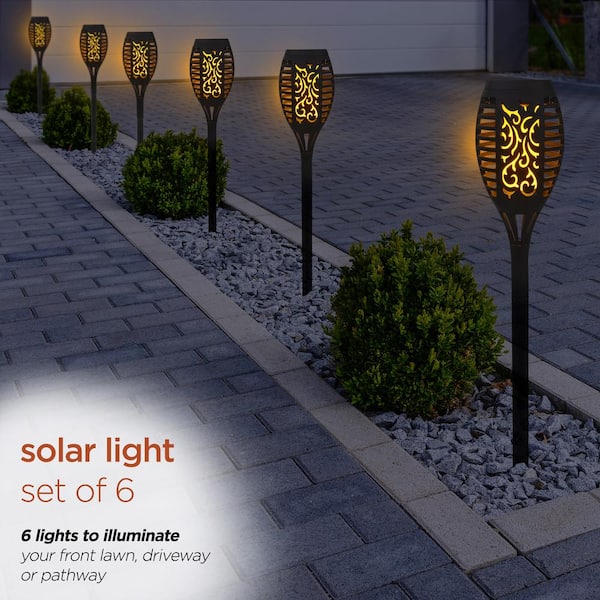 Alpine Black 2 Lumens Plastic LED Lantern Solar Path Light (4-Pack