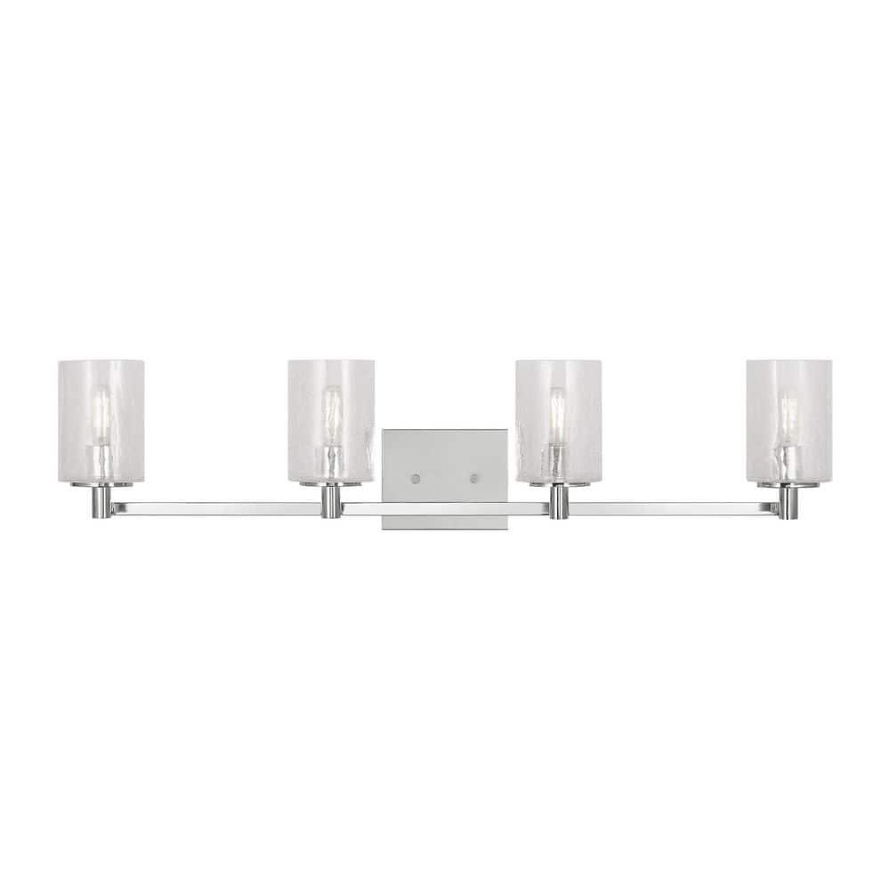 Parker 35 in. W x 7.75 in. H 4-Light Chrome Bathroom Vanity Light with Clear Crackle Glass Shades price history on PriceWatchPro