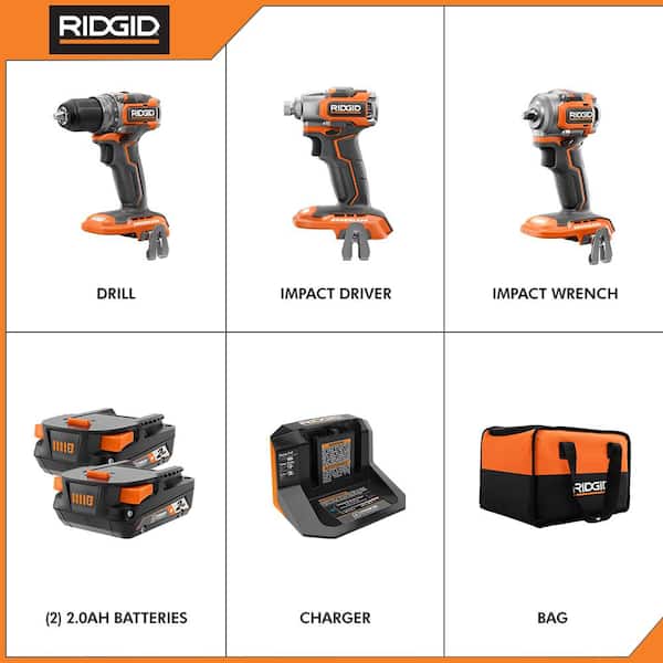 RIDGID 18V Lithium-Ion 2.0 Ah Battery and Charger Kit R87002 R86093
