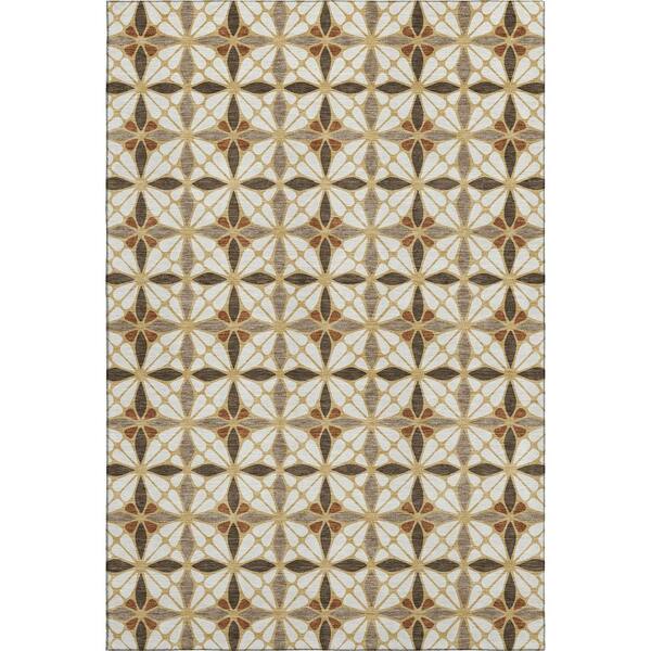 Mayfield Premium Machine Washable Abstract AMF2469 Gold 5 ft. x 7 ft. 6 in. Area Rug