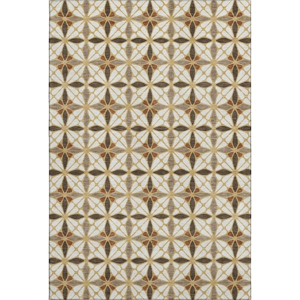 Mayfield Premium Machine Washable Abstract AMF2469 Gold 9 ft. x 12 ft. Area Rug