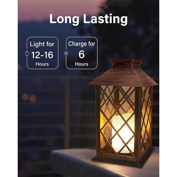 Angel Sar 14 in. Antique Copper Garden Hanging Solar Lantern Angel Sar 14 in. Antique Copper Garden Hanging Solar Lantern