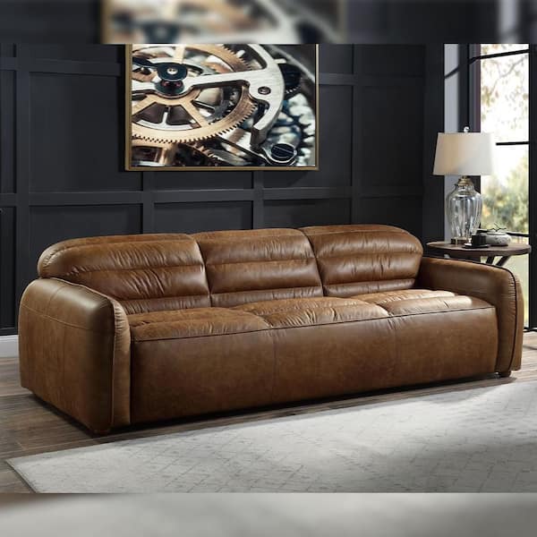 Acme Furniture Rafer 40 in. Round Arm 3-Seater Sofa in Cocoa 