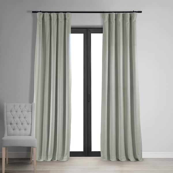 Exclusive Fabrics & Furnishings Reflection Grey Velvet Rod Pocket Blackout Curtain - 50 in. W x 96 in. L (1 Panel)