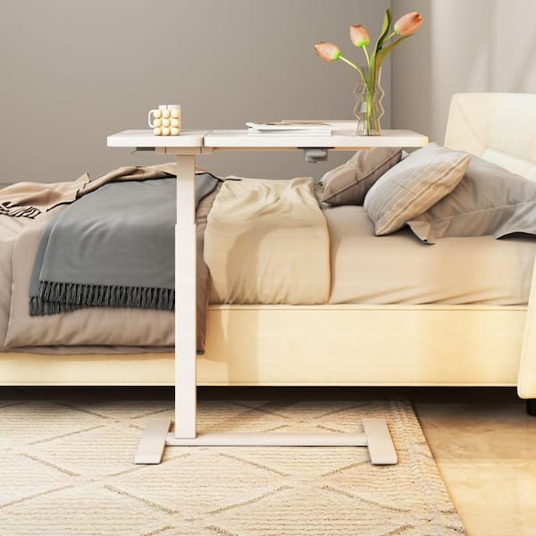 Split Tabletop Noble House Falvyn 27.6 in. White Finish Mobile Adjustable Height ...