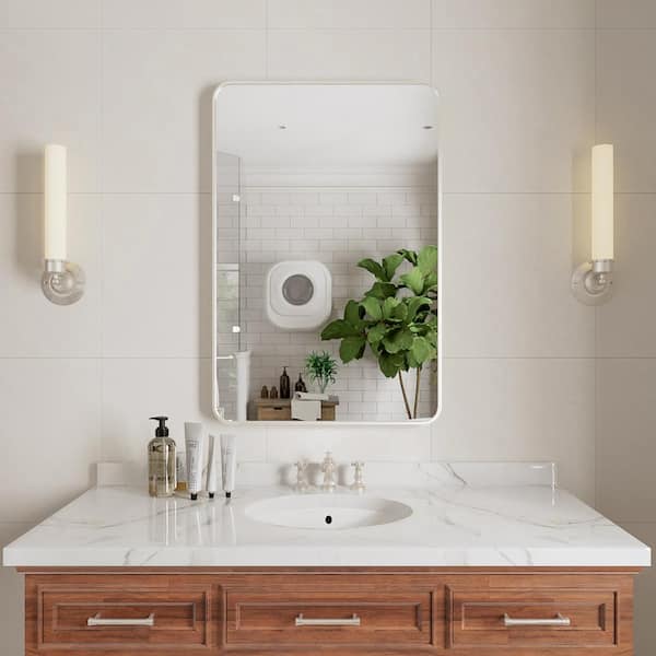 Ruhr 24 in. W x 36 in. H Rectangular Framed Wall Bathroom Vanity Mirror in Brushed Nickel