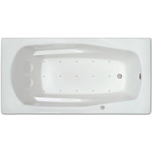 Pinnacle 66 in. Right Drain Rectangular Drop-in Air Bath Tub in White