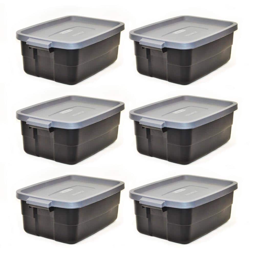Rubbermaid Roughneck 18 Gal. Rugged Stackable Storage Tote Container  (6-Pack) RMRT180051-6pack - The Home Depot