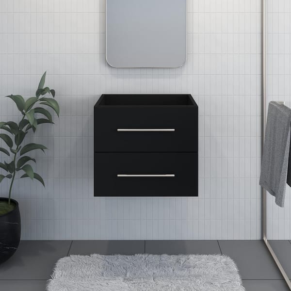 VOLPA USA AMERICAN CRAFTED VANITIES Napa 24 in. W. x 20 in. D x 21 in. H Single Sink Bath Vanity Cabinet without Top in Matte Black, Wall Mounted