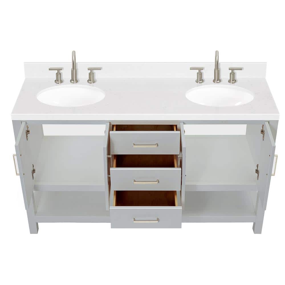 Magnolia Gray 60" Freestanding Double Sink Vanity with Quartz Top