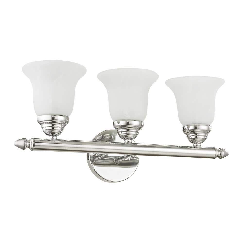 Polished Chrome 19" Vanity Light with White Alabaster Glass