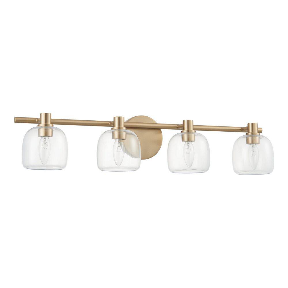 Valentina 30-in. 4-light Champagne Gold Vanity Light with Clear Glass Shades price history on PriceWatchPro