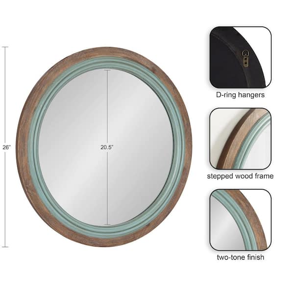 Palmer 26.00 in. W x 26.00 in. H Blue Round Farmhouse Framed Decorative Wall Mirror