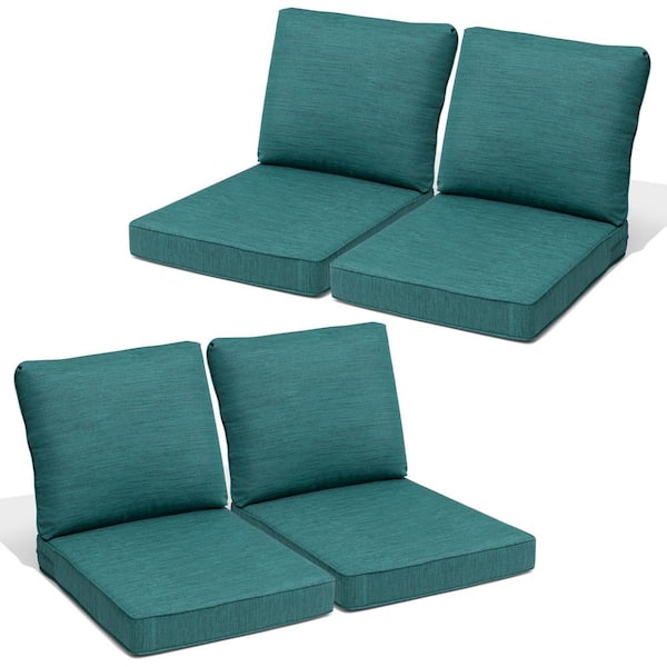 4 Pieces Outdoor Couch Cushion with Removable Cover 27.6 in. x 24.4 in. x 4.5 in. Replacement Patio Cushions in Green