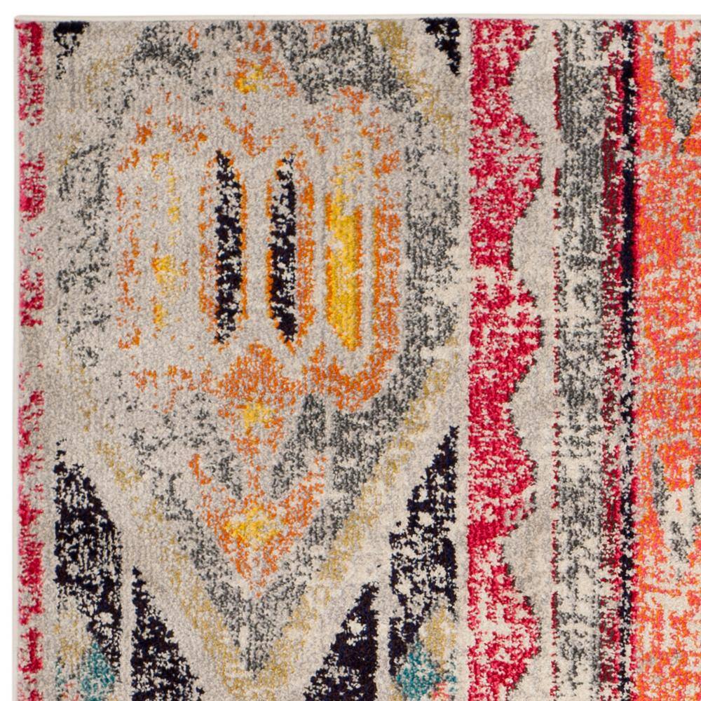 Monaco Light Grey and Multicolor Square Bohemian Area Rug