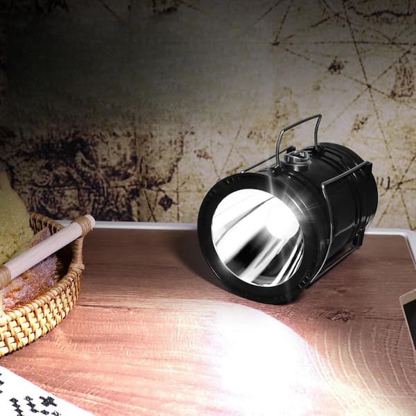 7.48 in. x 3.54 in. Black Collapsible Portable LED Camping Lantern with Lightweight and Waterproof for Hiking (4-Pack)