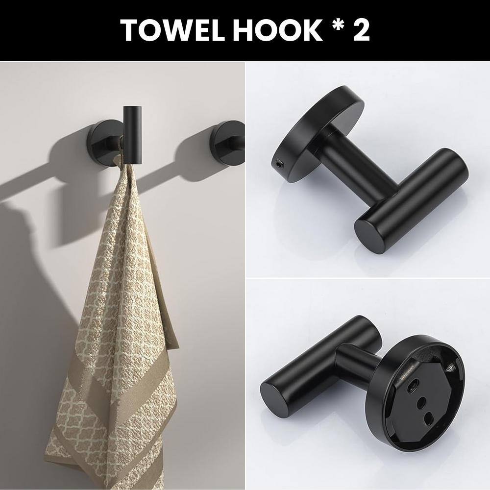 Matte Black Stainless Steel 5-Piece Bathroom Hardware Set