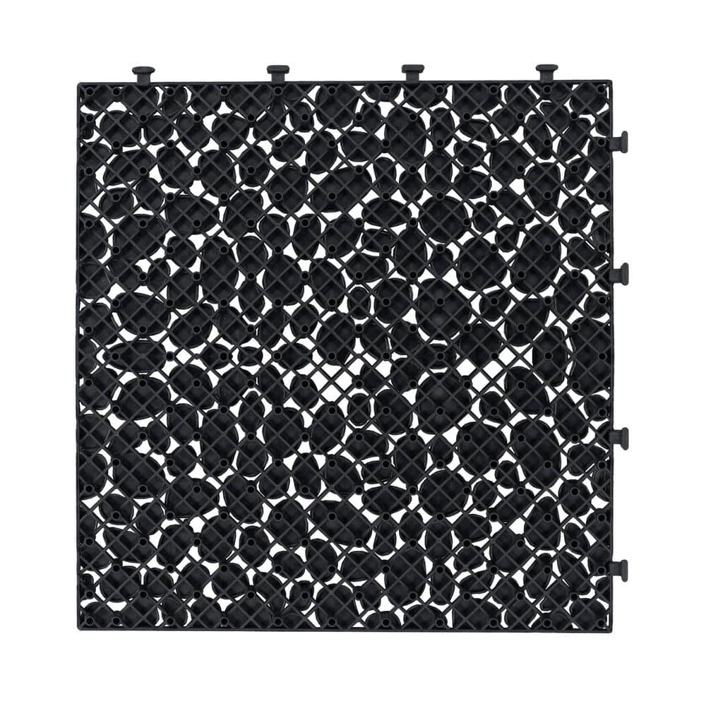 1 ft. x 1 ft. Black Interlocking Deck Tiles PVC Waterproof Outdoor All Weather Anti-Slip Bathroom Shower Pack of 12 price history on PriceWatchPro