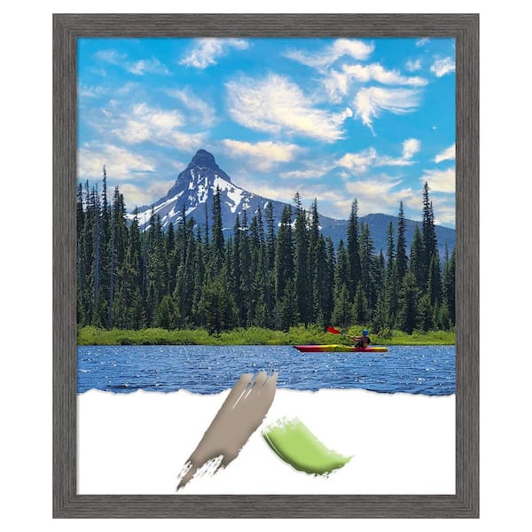 Amanti Art Pinstripe Plank Grey Thin Picture Frame Opening Size 20 x 24 in.