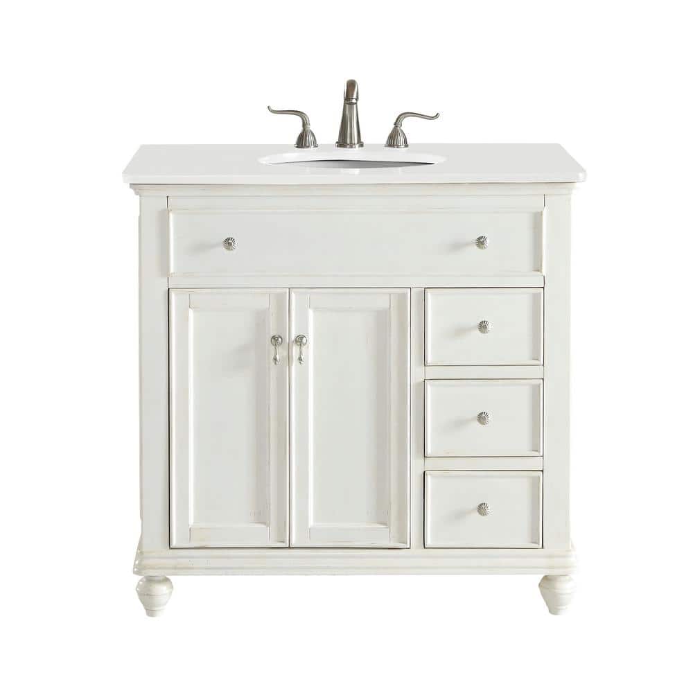 Simply Living 36 in. W x 21 in. D x 35 in. H Bath Vanity in Antique White w